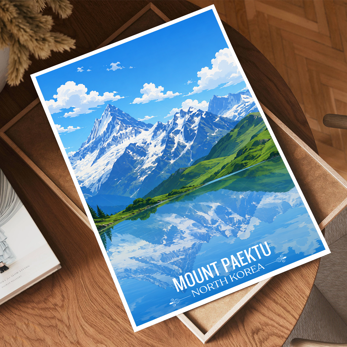 Mount Paektu - North Korea - Travel Wall Art Deco Poster Print