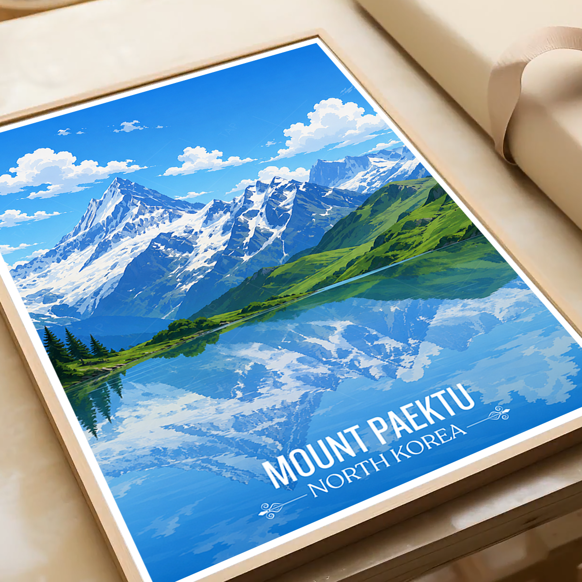 Mount Paektu - North Korea - Travel Wall Art Deco Poster Print