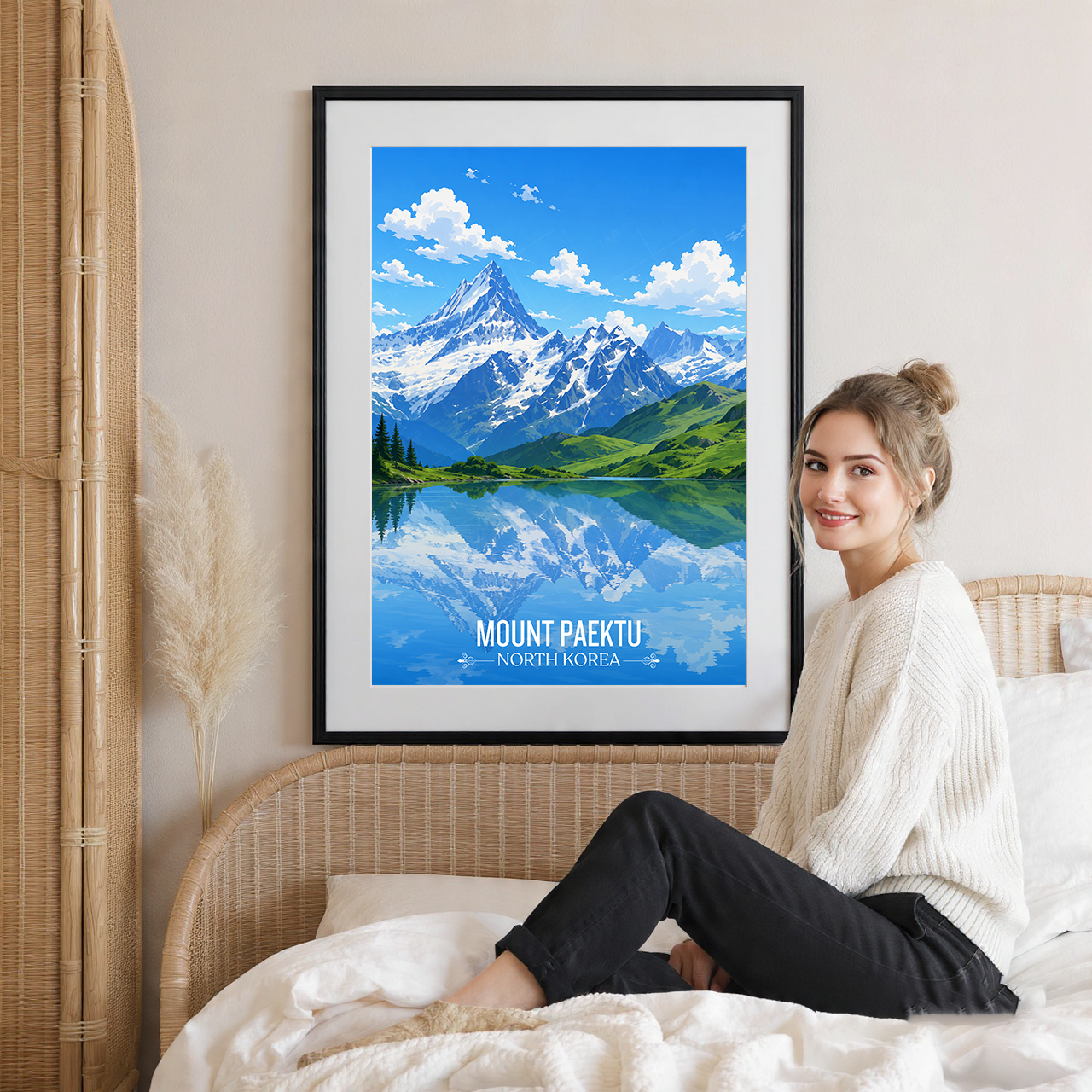 Mount Paektu - North Korea - Travel Wall Art Deco Poster Print