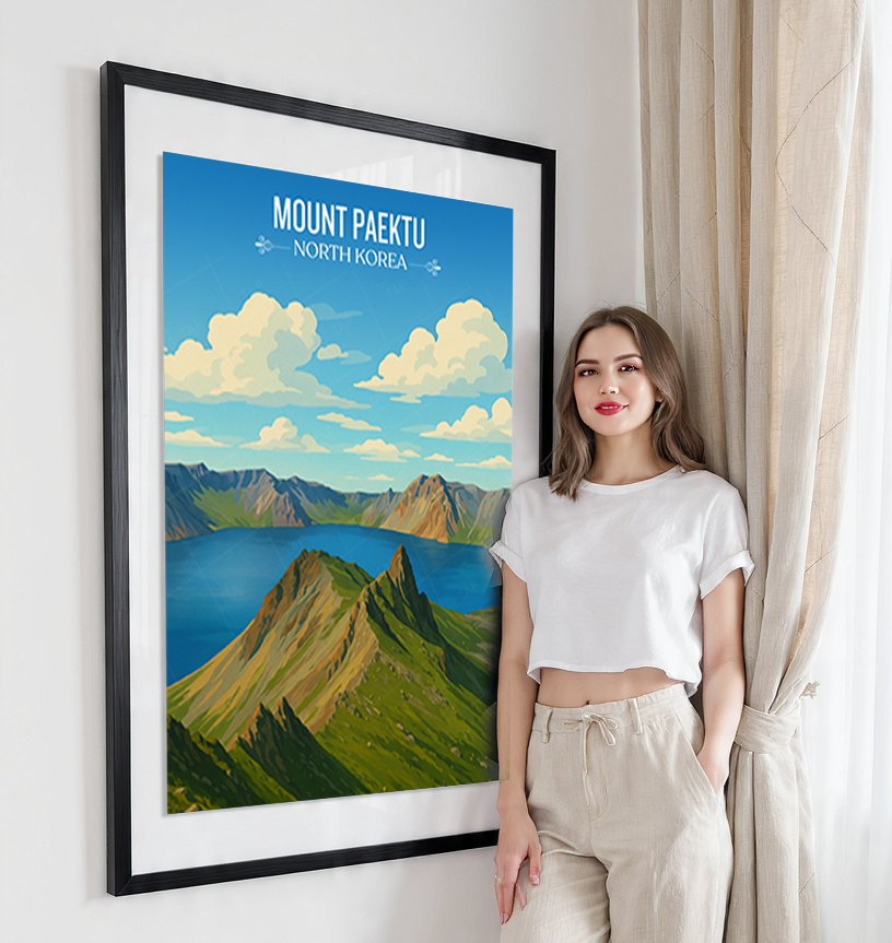 Mount Paektu - North Korea - Travel Wall Art Deco Poster Print