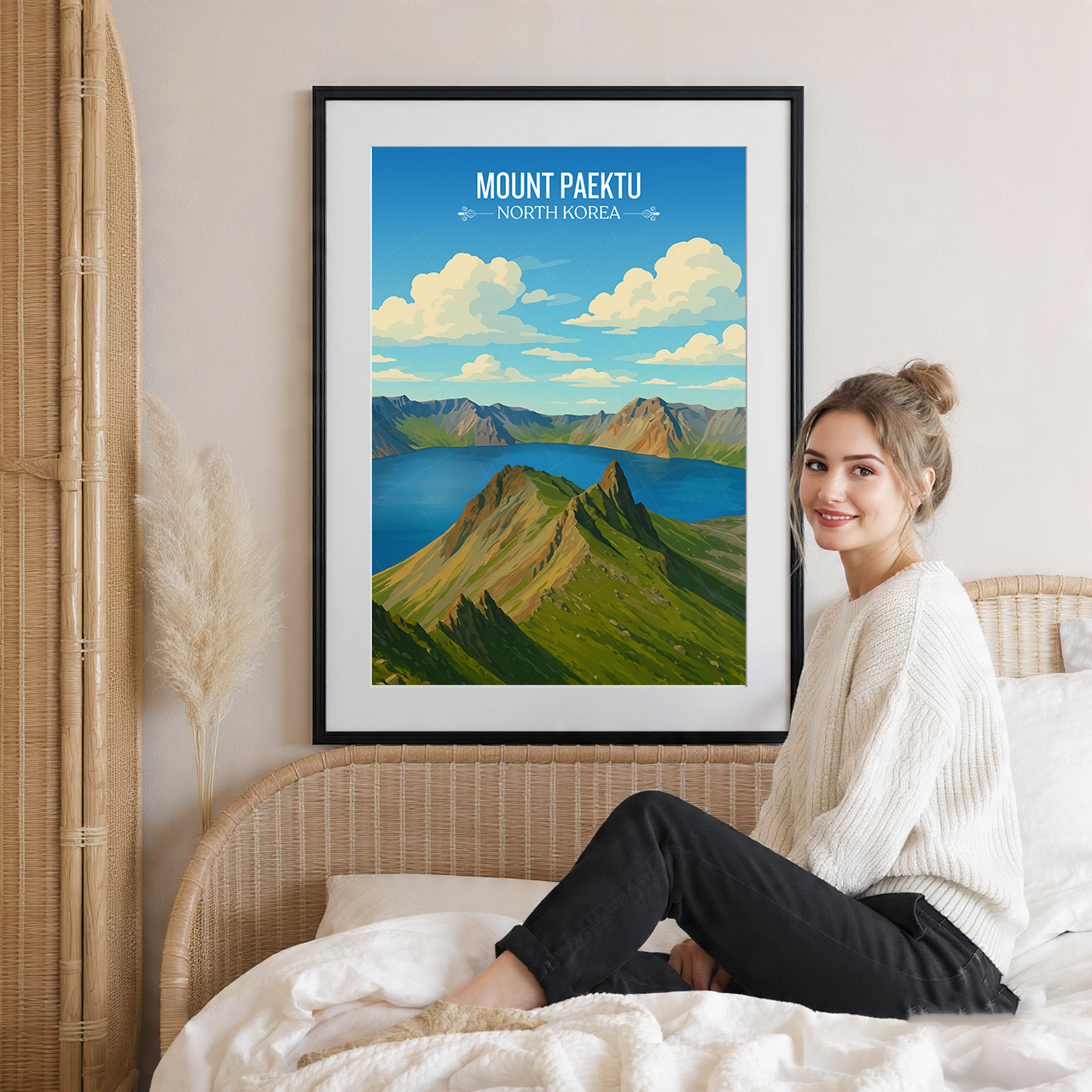 Mount Paektu - North Korea - Travel Wall Art Deco Poster Print
