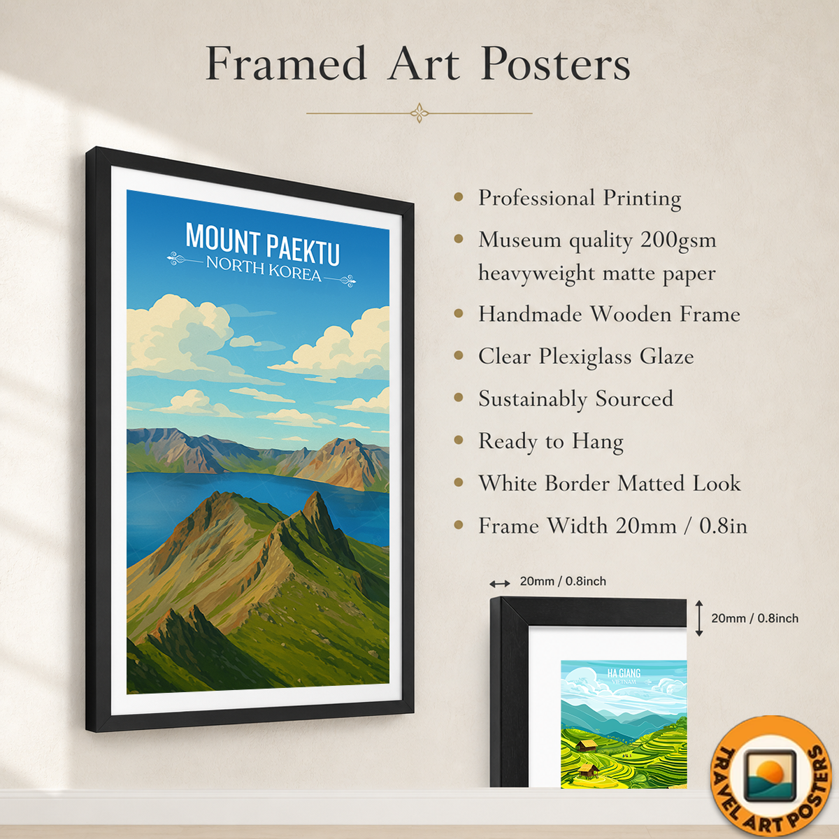Mount Paektu - North Korea - Travel Wall Art Deco Poster Print