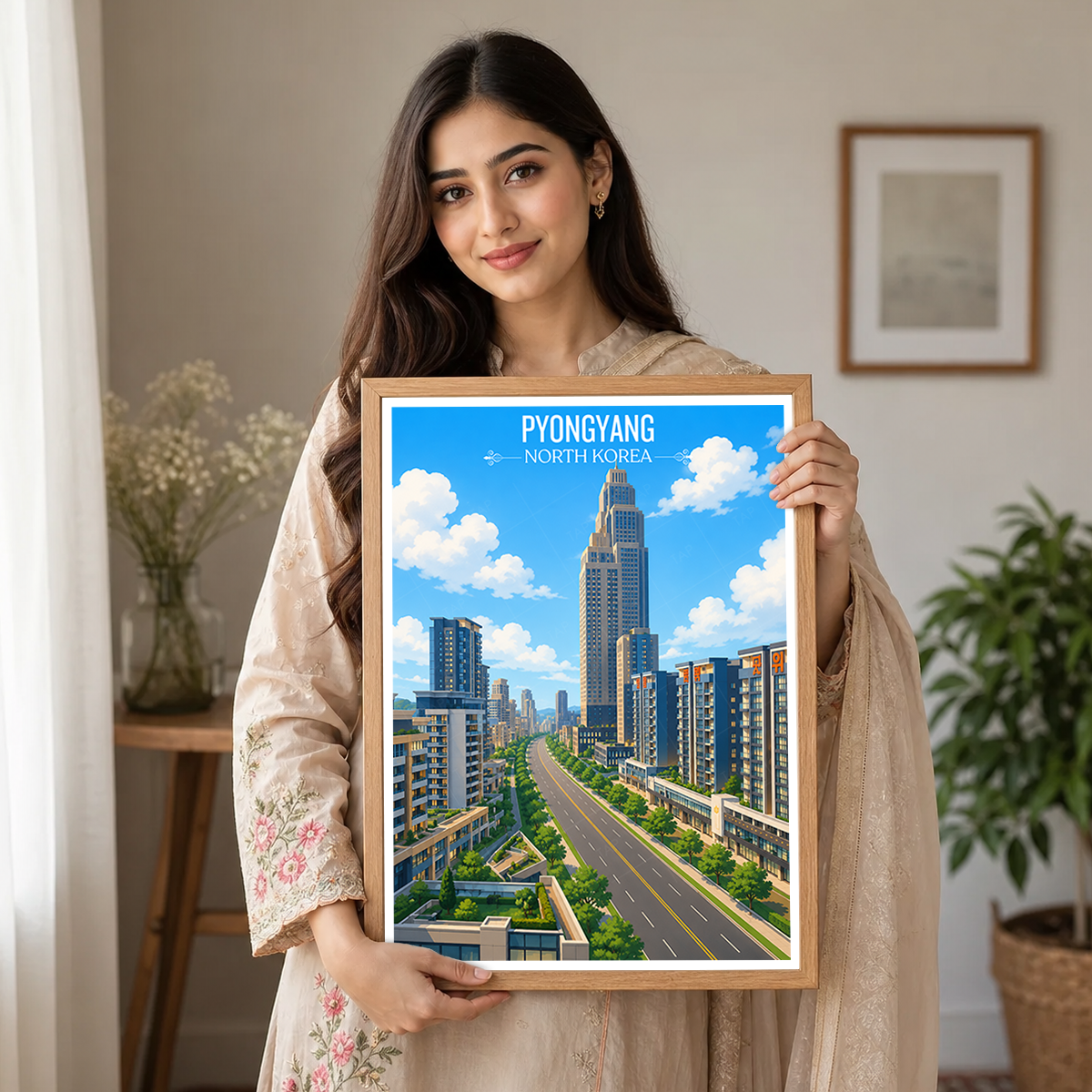 Pyongyang - North Korea - Travel Wall Art Deco Poster Print