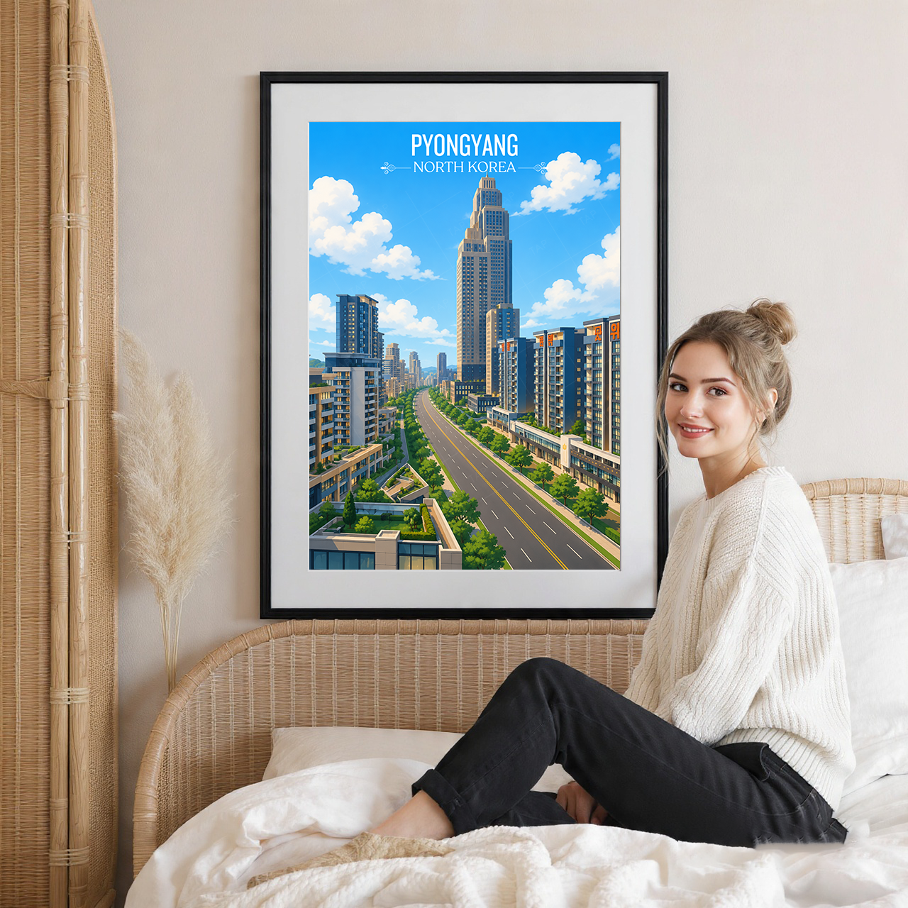 Pyongyang - North Korea - Travel Wall Art Deco Poster Print