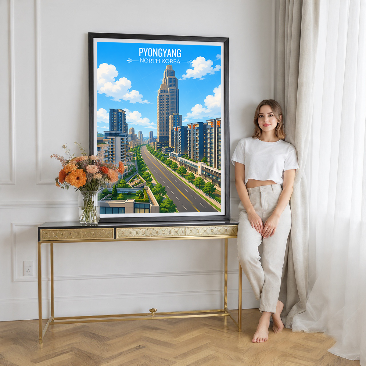 Pyongyang - North Korea - Travel Wall Art Deco Poster Print