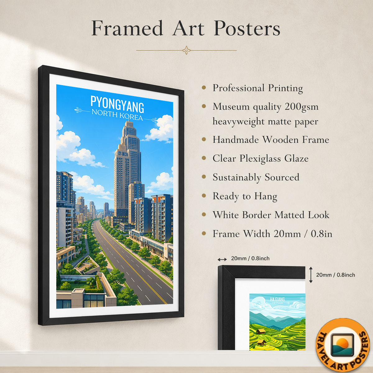 Pyongyang - North Korea - Travel Wall Art Deco Poster Print