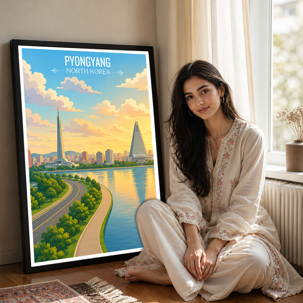 Pyongyang - North Korea - Travel Wall Art Deco Poster Print