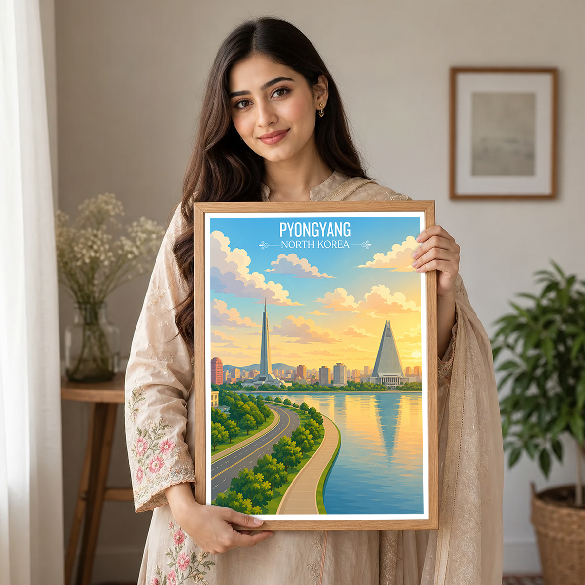 Pyongyang - North Korea - Travel Wall Art Deco Poster Print