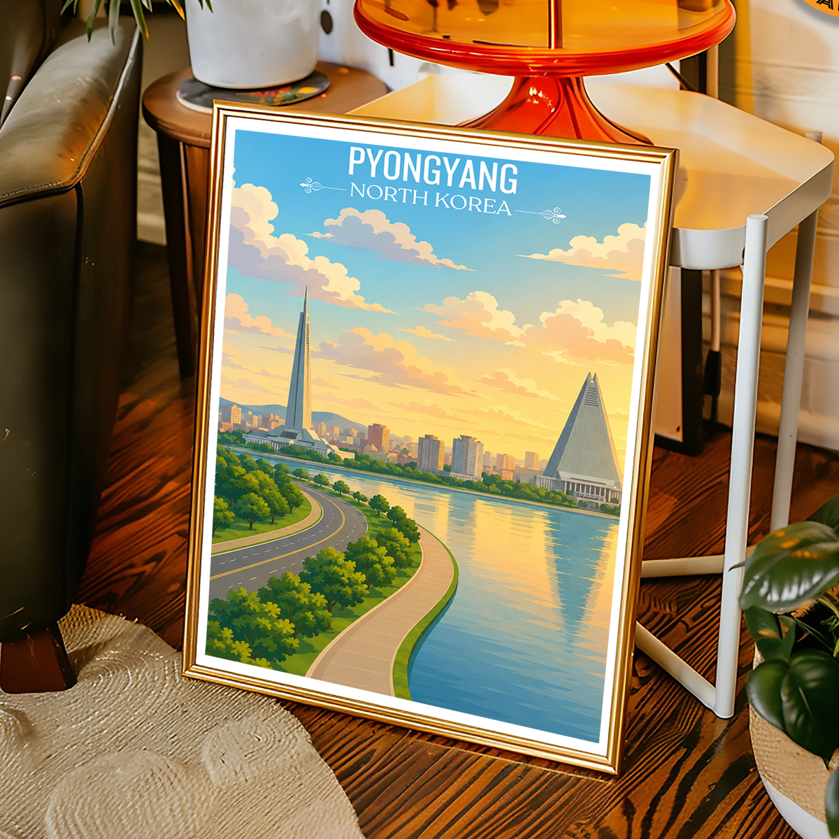 Pyongyang - North Korea - Travel Wall Art Deco Poster Print