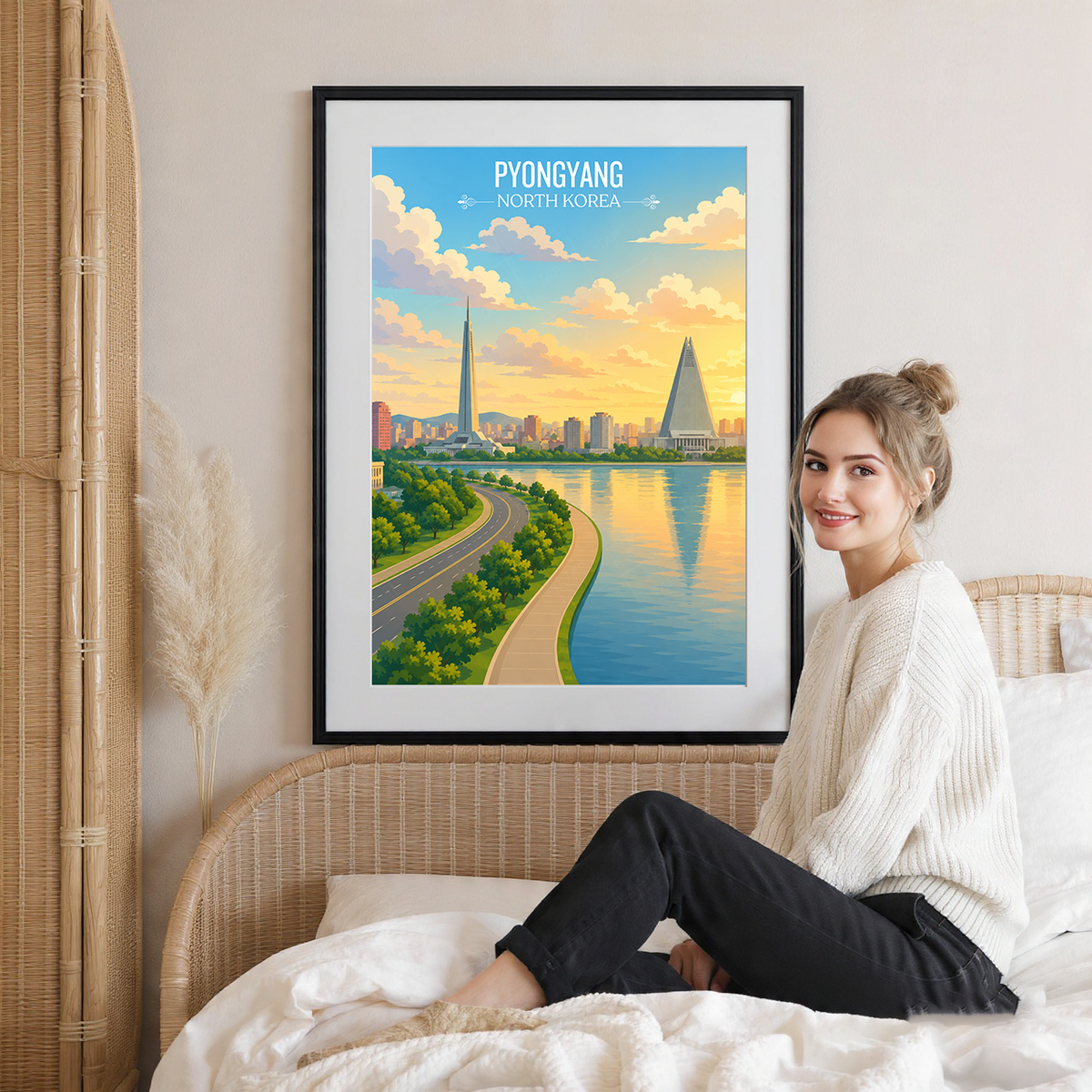 Pyongyang - North Korea - Travel Wall Art Deco Poster Print