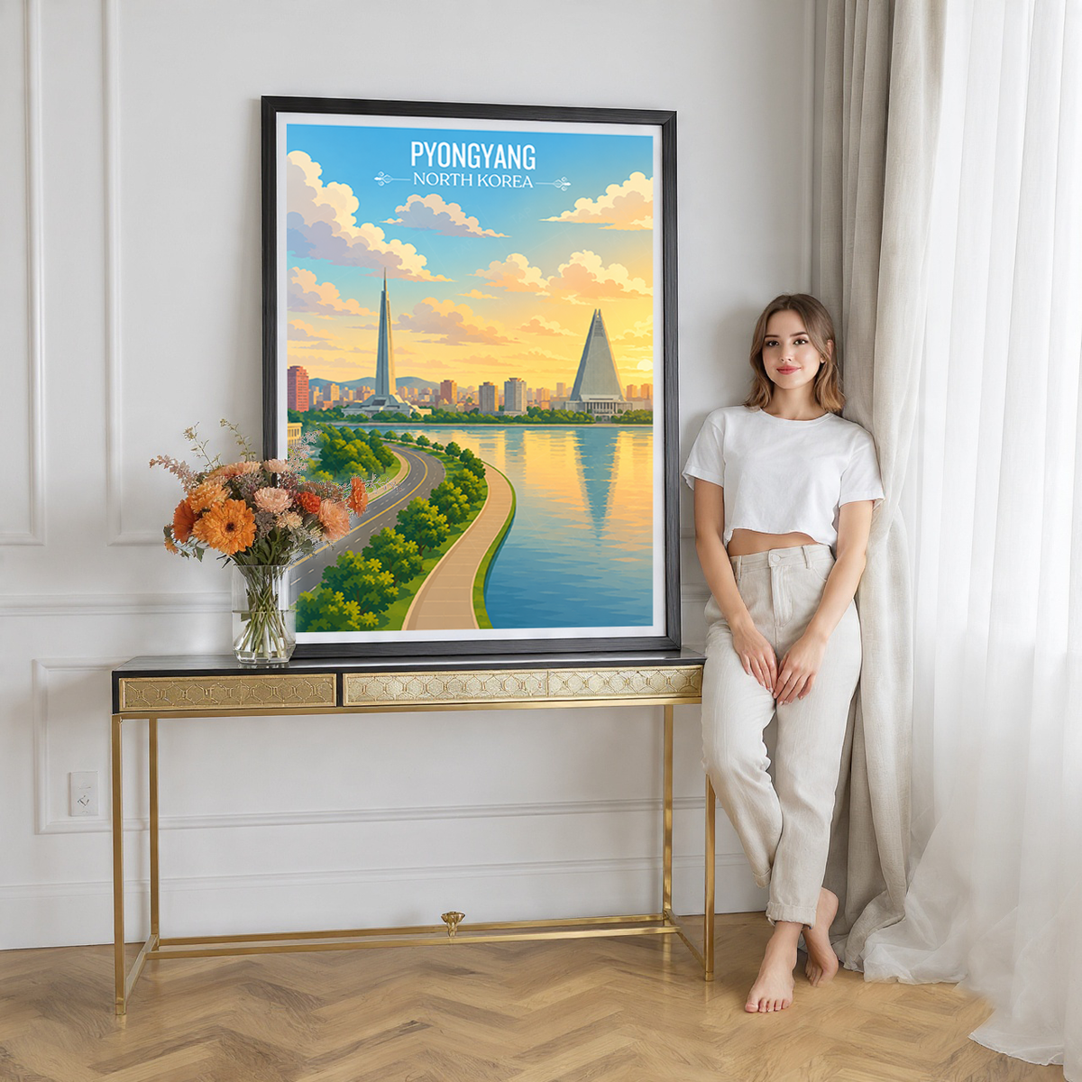 Pyongyang - North Korea - Travel Wall Art Deco Poster Print