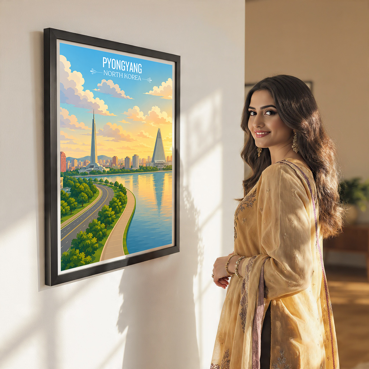 Pyongyang - North Korea - Travel Wall Art Deco Poster Print