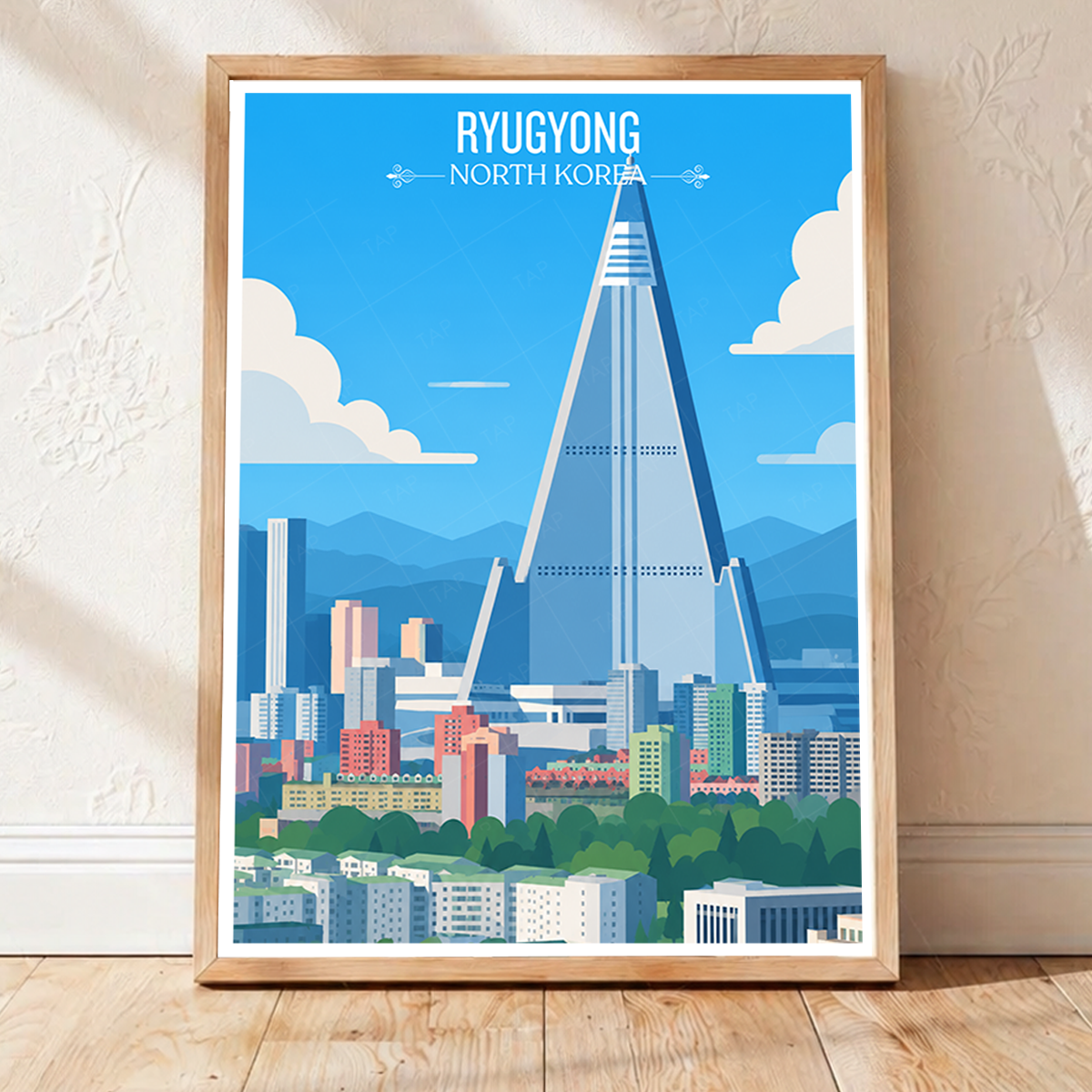 Ryugyong - North Korea - Travel Wall Art Deco Poster Print