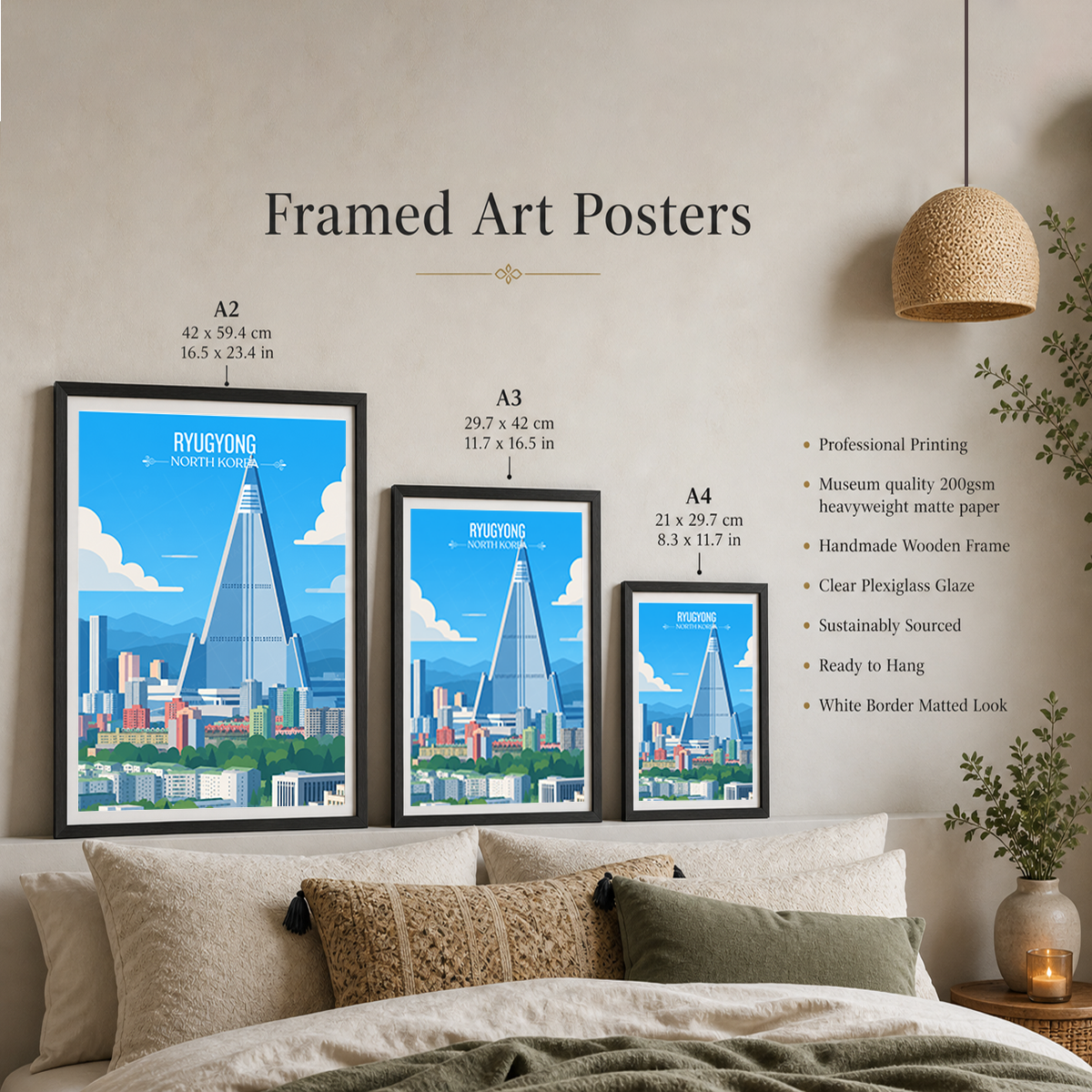 Ryugyong - North Korea - Travel Wall Art Deco Poster Print