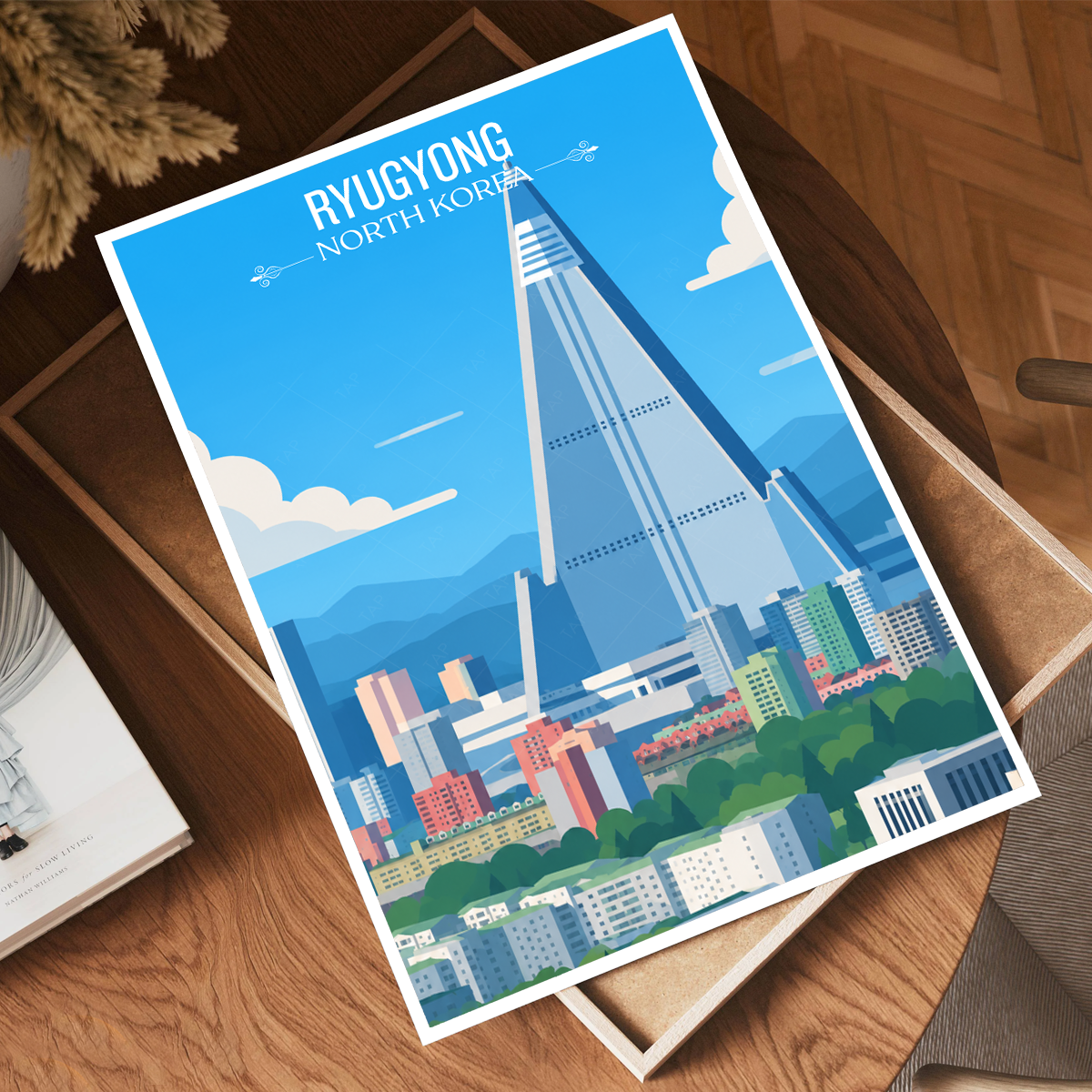 Ryugyong - North Korea - Travel Wall Art Deco Poster Print