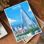 Ryugyong - North Korea - Travel Wall Art Deco Poster Print