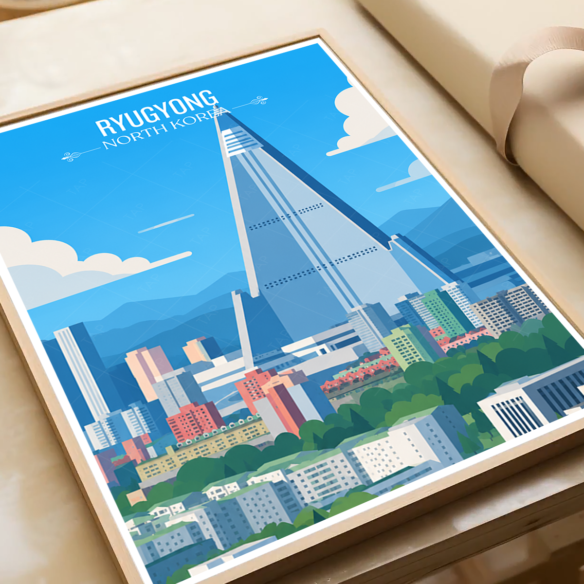 Ryugyong - North Korea - Travel Wall Art Deco Poster Print