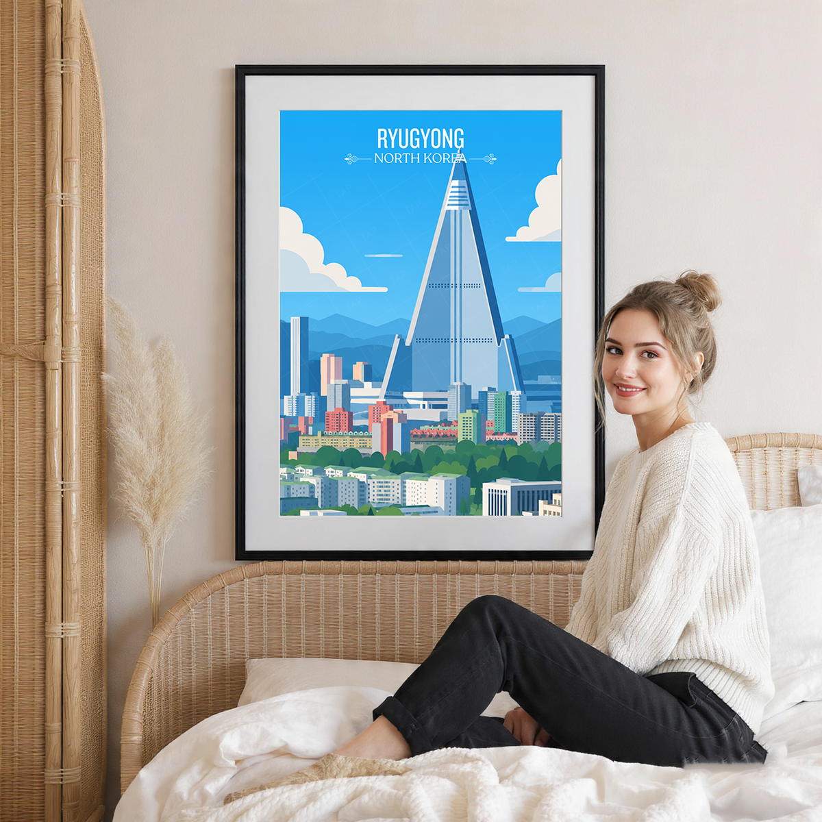 Ryugyong - North Korea - Travel Wall Art Deco Poster Print