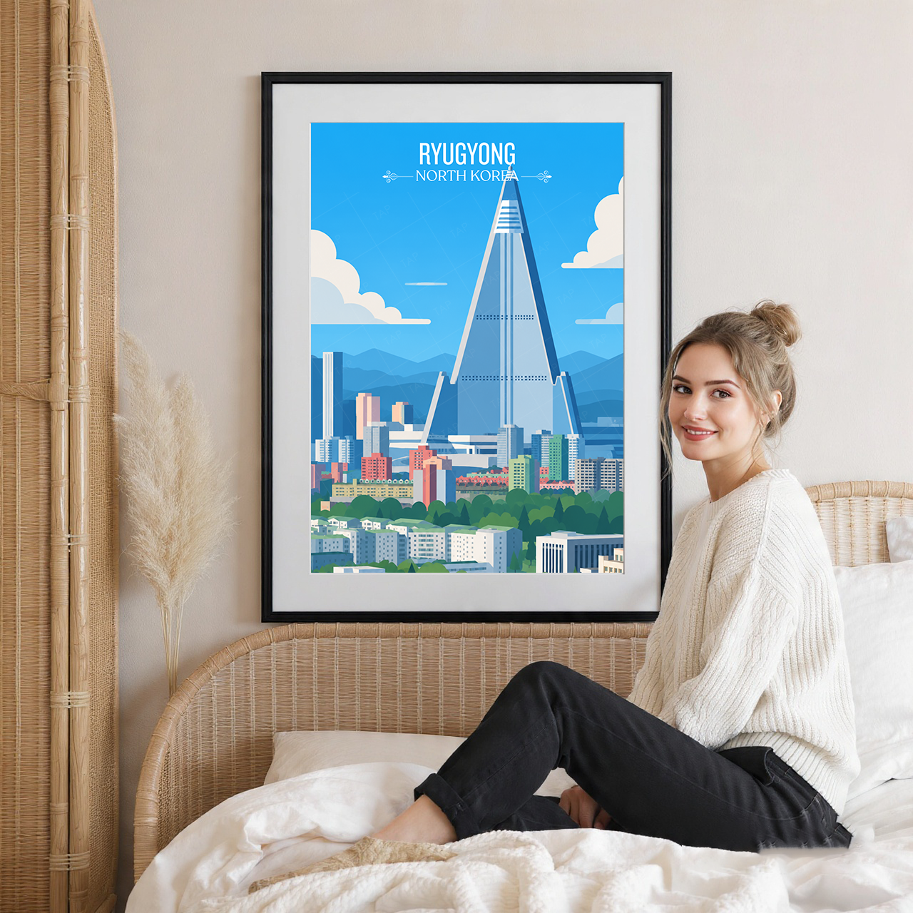 Ryugyong - North Korea - Travel Wall Art Deco Poster Print