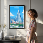 Ryugyong - North Korea - Travel Wall Art Deco Poster Print