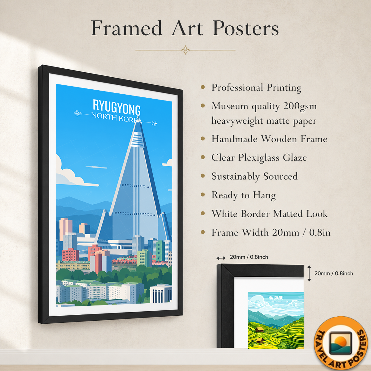 Ryugyong - North Korea - Travel Wall Art Deco Poster Print