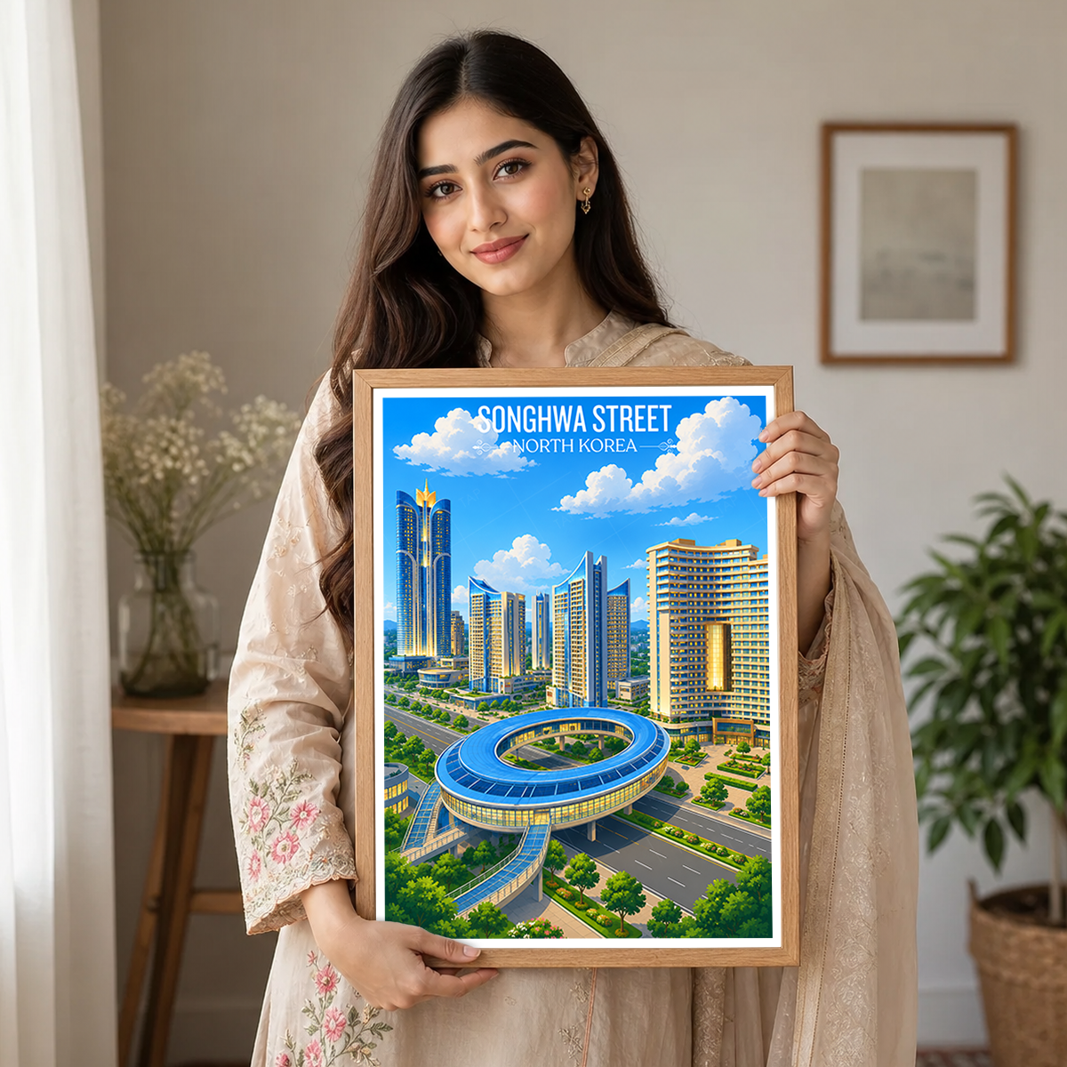 Songhwa Street - North Korea - Travel Wall Art Deco Poster Print
