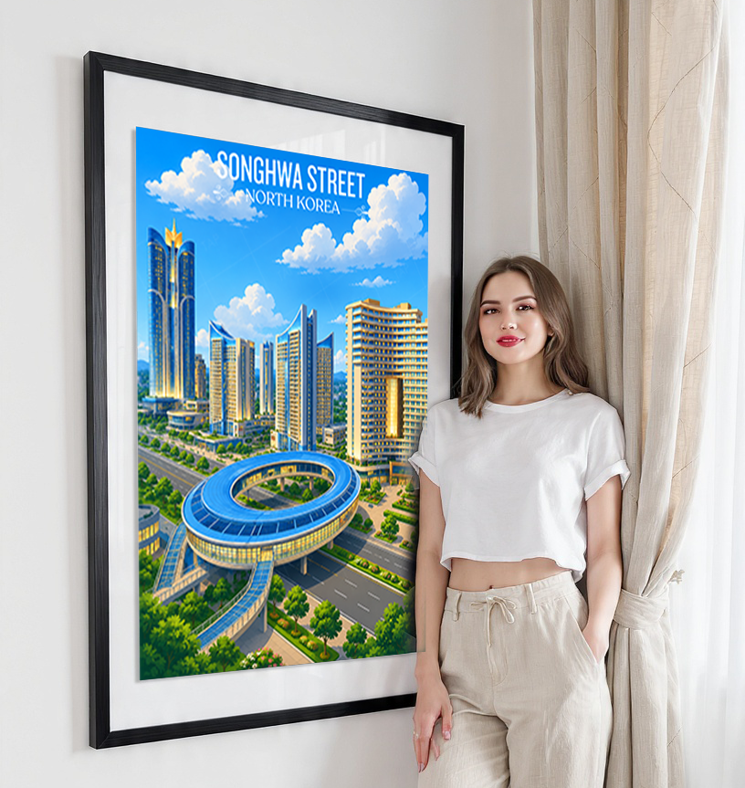 Songhwa Street - North Korea - Travel Wall Art Deco Poster Print