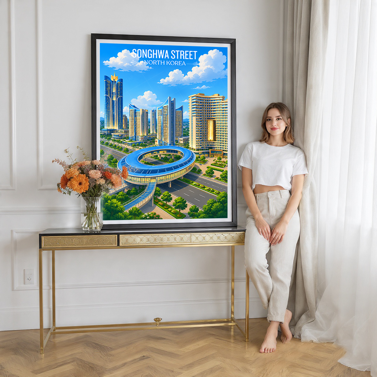 Songhwa Street - North Korea - Travel Wall Art Deco Poster Print