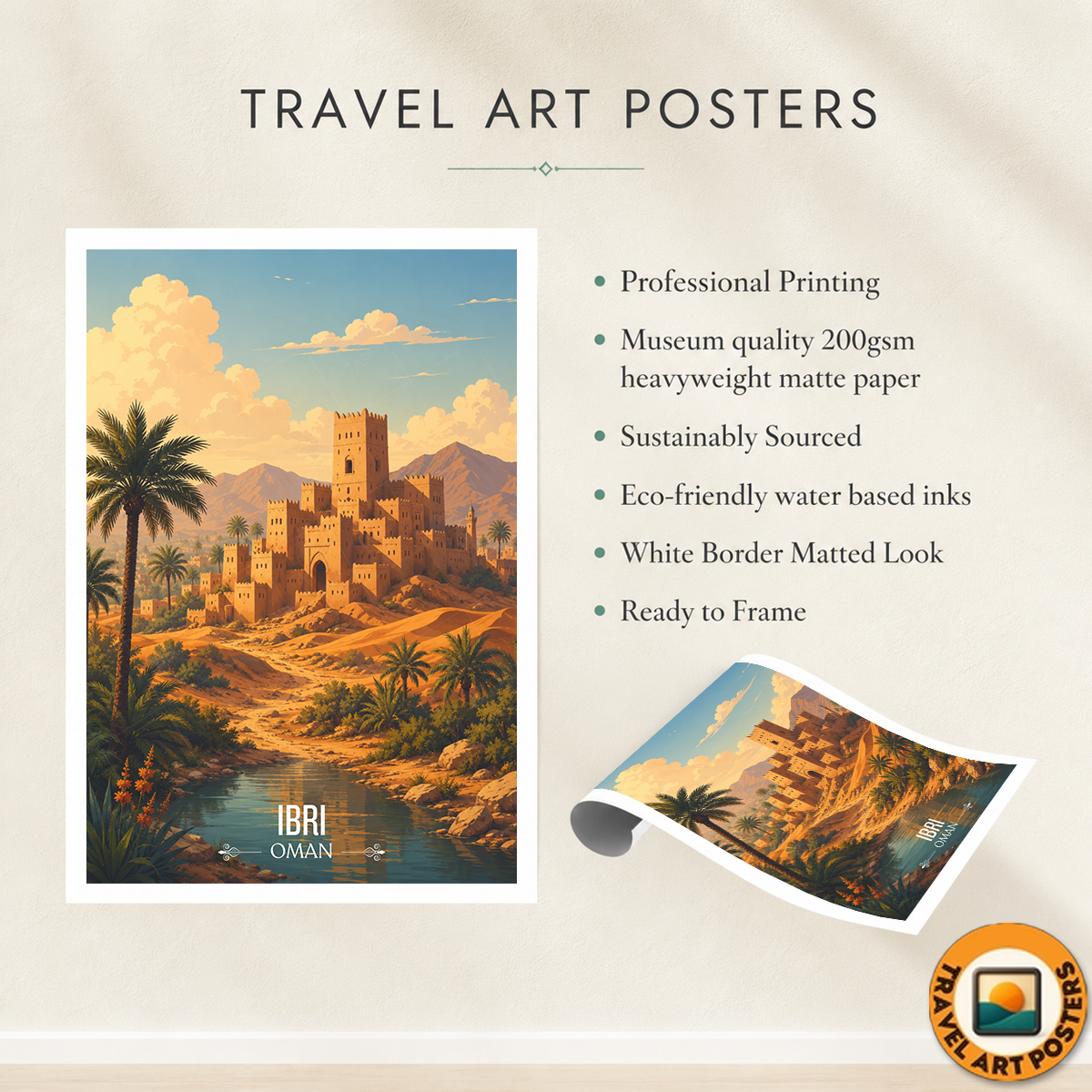 Ibri - Oman - Travel Art Wall Deco Poster - Art Print - Travel Art Poster