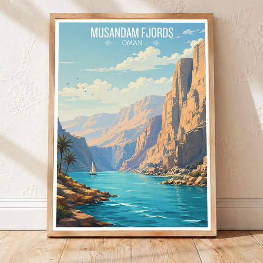 Musandam Fjords - Oman - Travel Art Wall Deco Poster - Art Print - Travel Art Poster