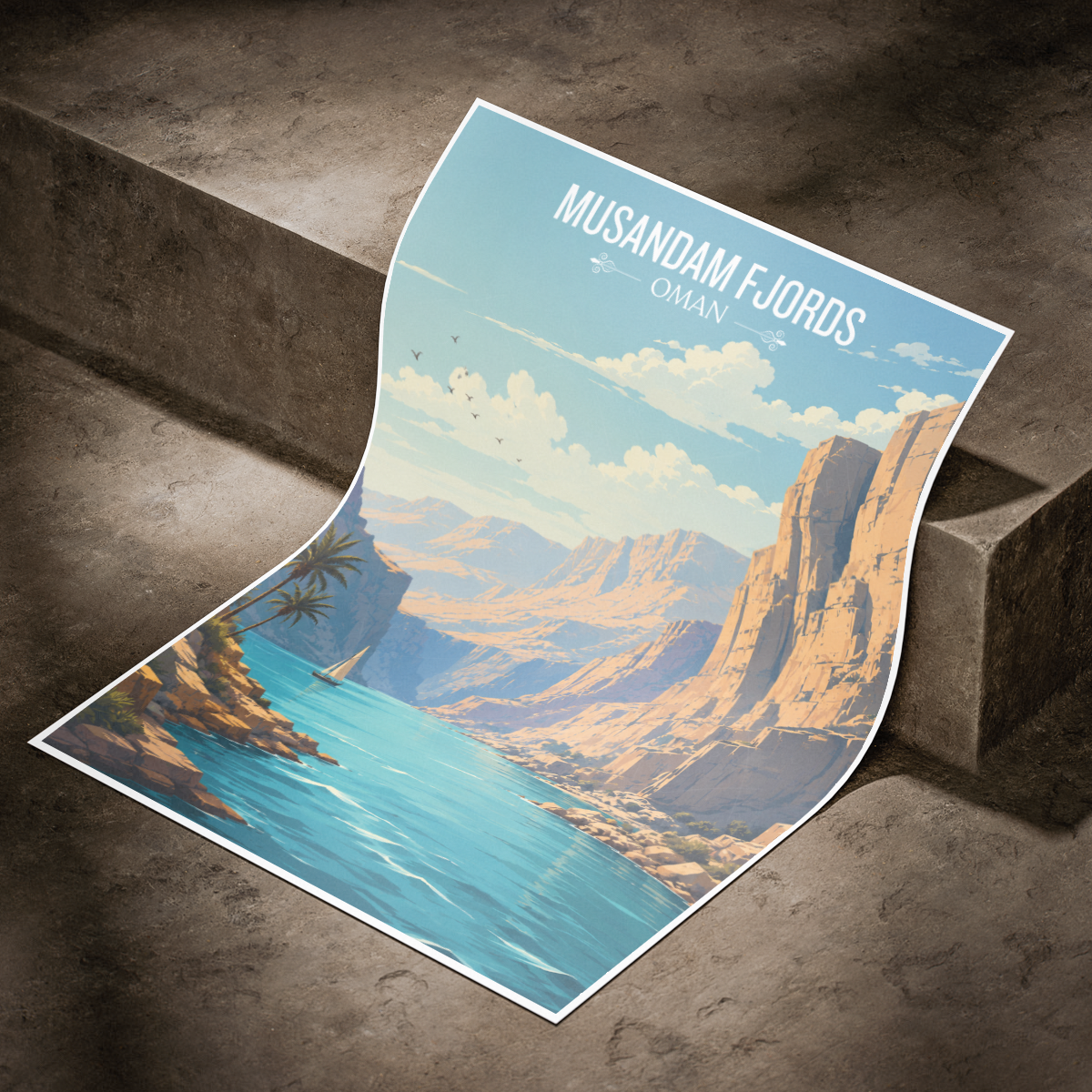 Musandam Fjords - Oman - Travel Art Wall Deco Poster - Art Print - Travel Art Poster