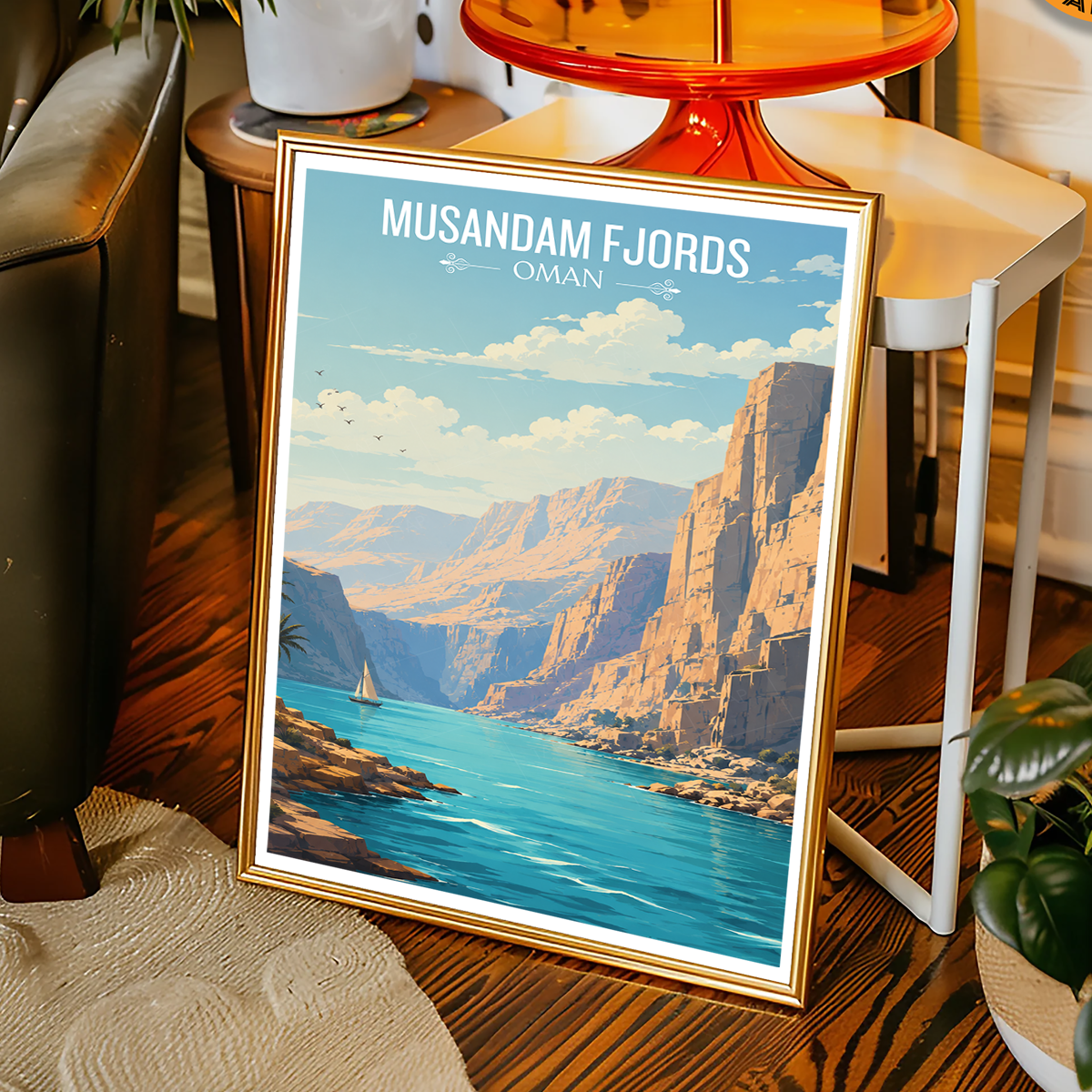 Musandam Fjords - Oman - Travel Art Wall Deco Poster - Art Print - Travel Art Poster