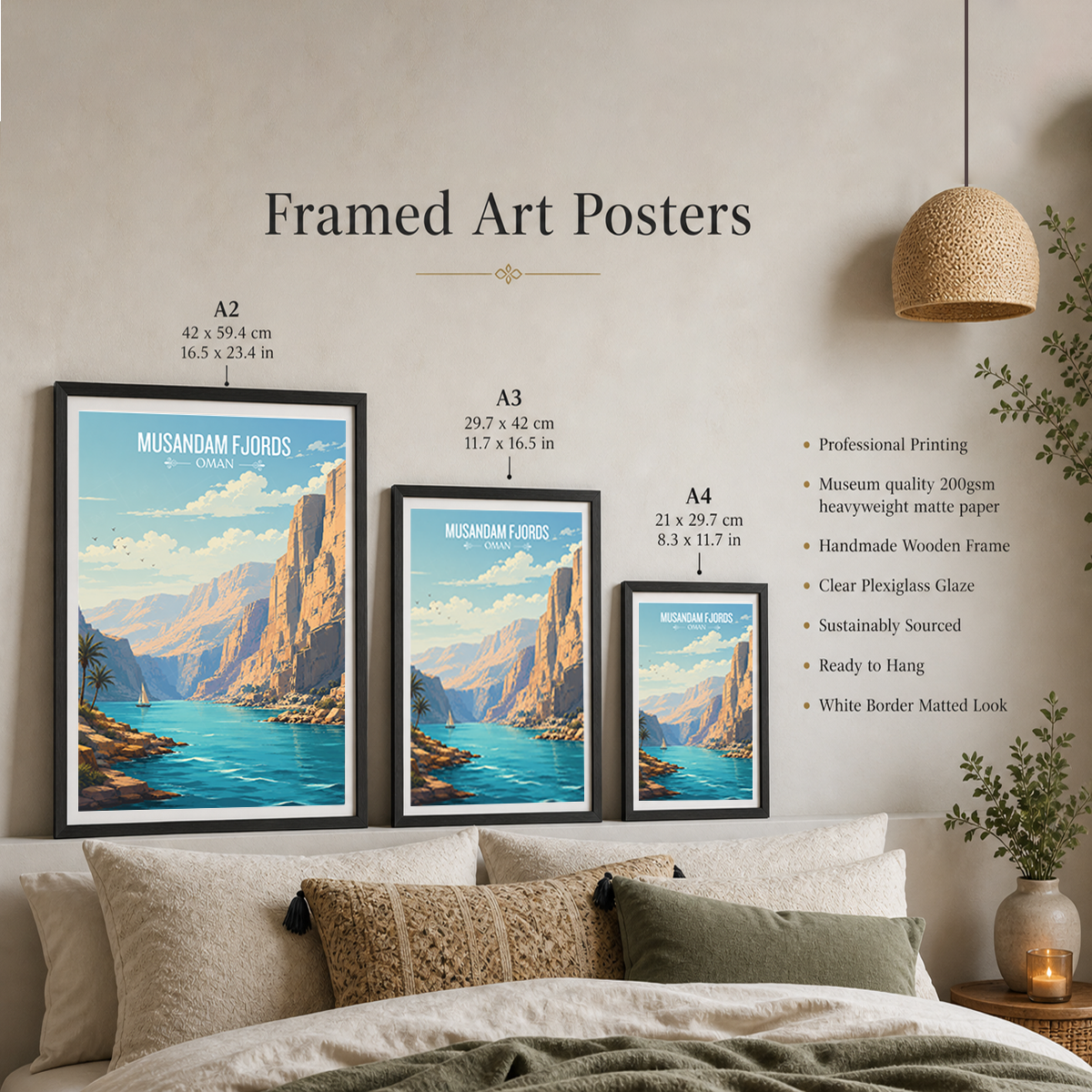 Musandam Fjords - Oman - Travel Art Wall Deco Poster - Art Print - Travel Art Poster
