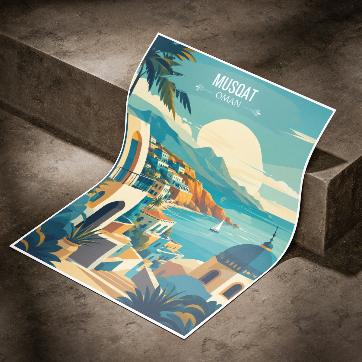 Musqat - Oman - Travel Art Wall Deco Poster - Art Print - Travel Art Poster