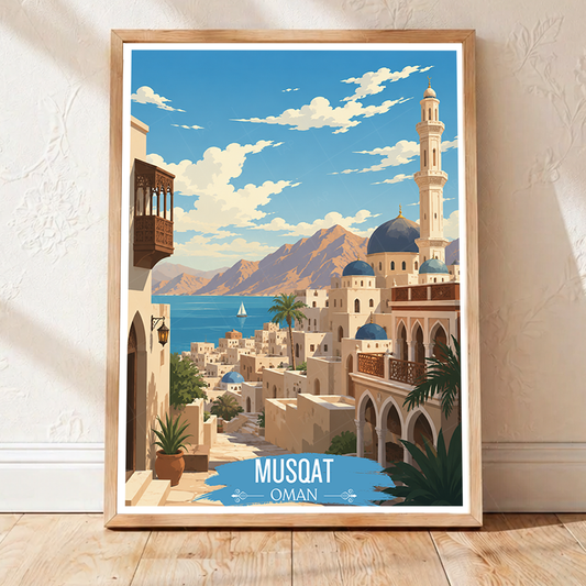 Musqat Old City - Oman - Travel Art Wall Deco Poster - Art Print - Travel Art Poster