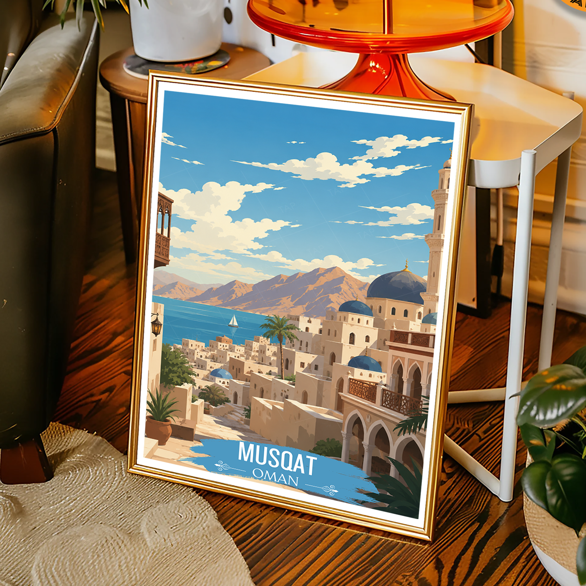 Musqat Old City - Oman - Travel Art Wall Deco Poster - Art Print - Travel Art Poster