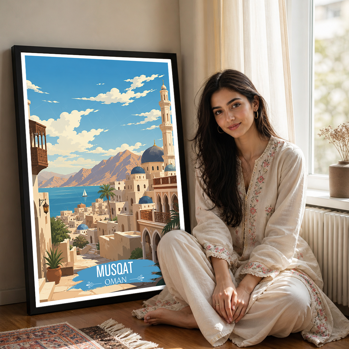 Musqat Old City - Oman - Travel Art Wall Deco Poster - Art Print - Travel Art Poster