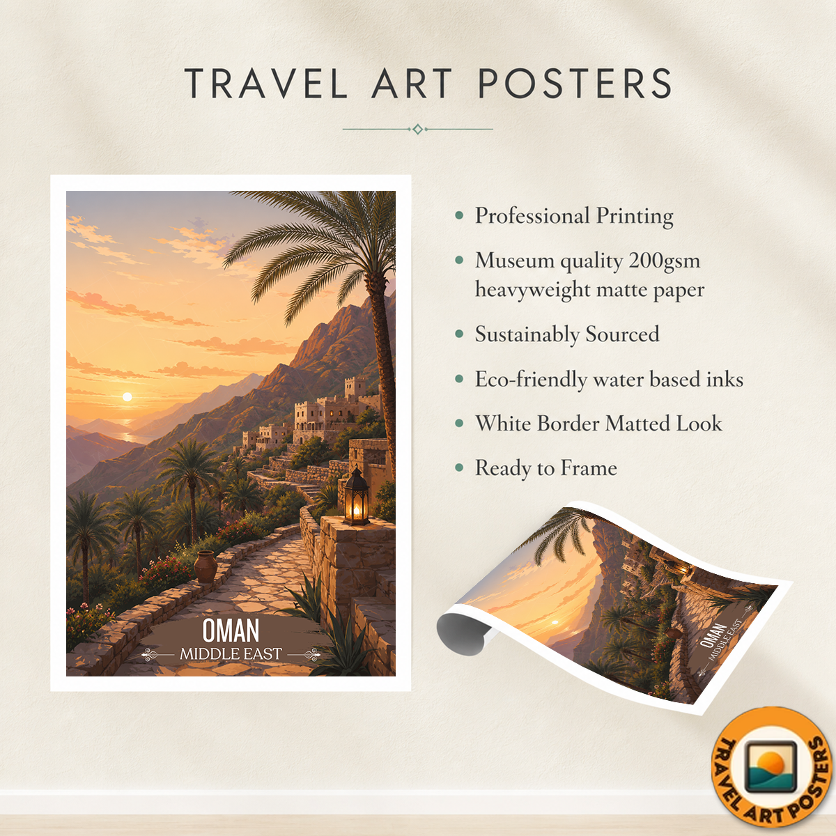 Majestic Oman - Travel Art Wall Deco Poster - Art Print - Travel Art Poster