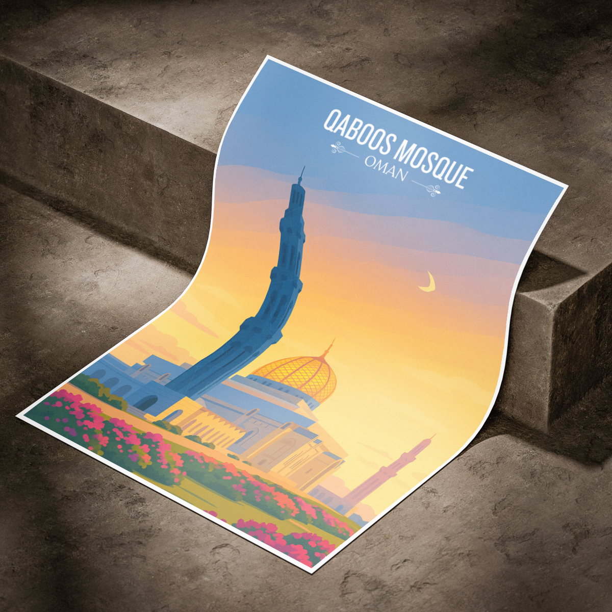 Qaboos Masque - Oman - Travel Art Wall Deco Poster - Art Print - Travel Art Poster