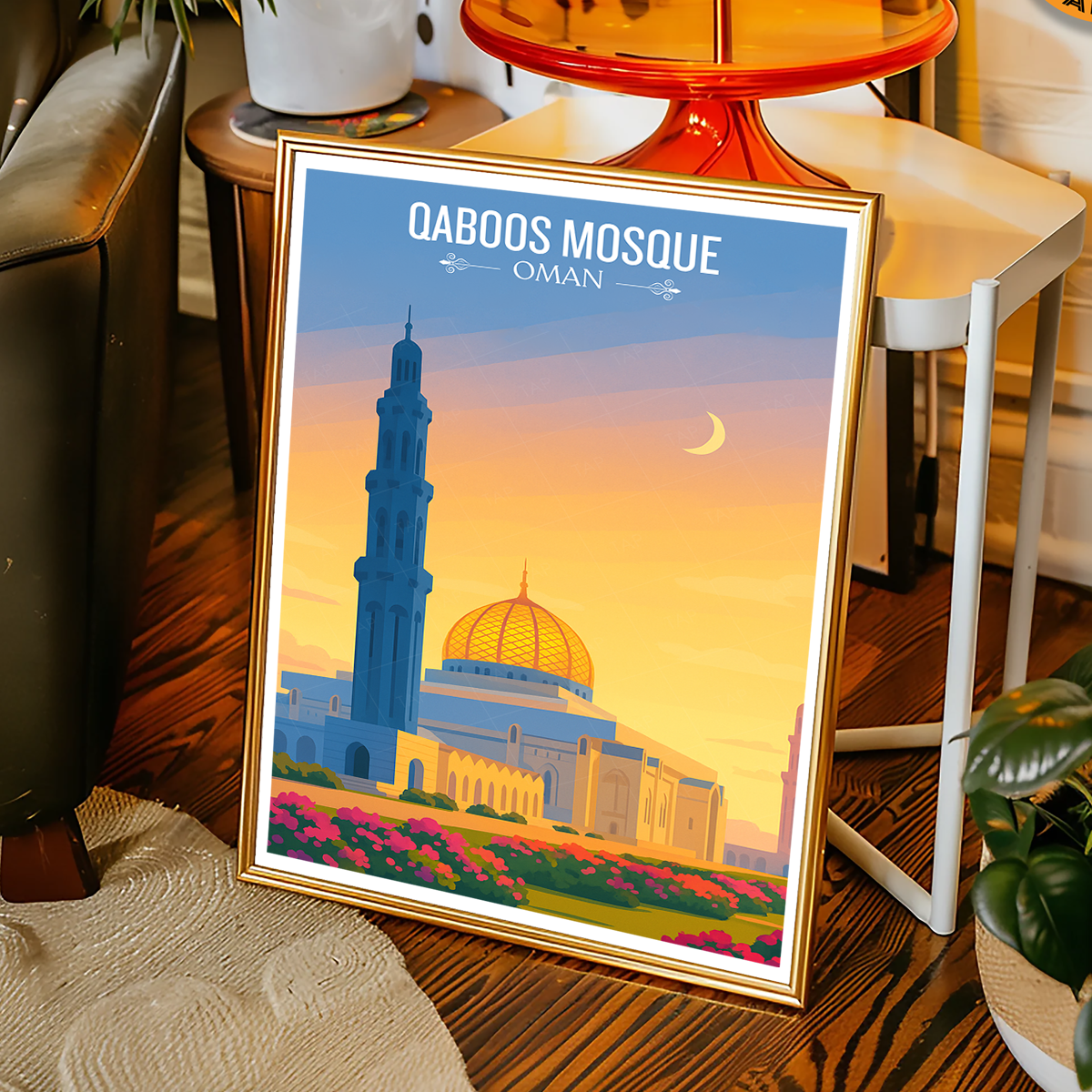 Qaboos Masque - Oman - Travel Art Wall Deco Poster - Art Print - Travel Art Poster