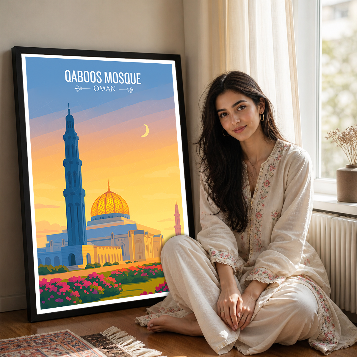 Qaboos Masque - Oman - Travel Art Wall Deco Poster - Art Print - Travel Art Poster