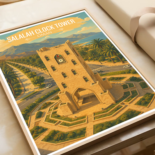 Salalah Clock Tower - Oman - Travel Art Wall Deco Poster - Art Print - Travel Art Poster