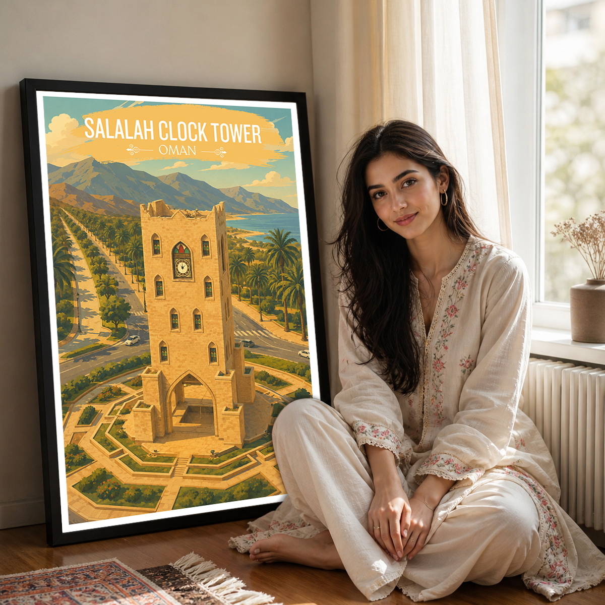 Salalah Clock Tower - Oman - Travel Art Wall Deco Poster - Art Print - Travel Art Poster
