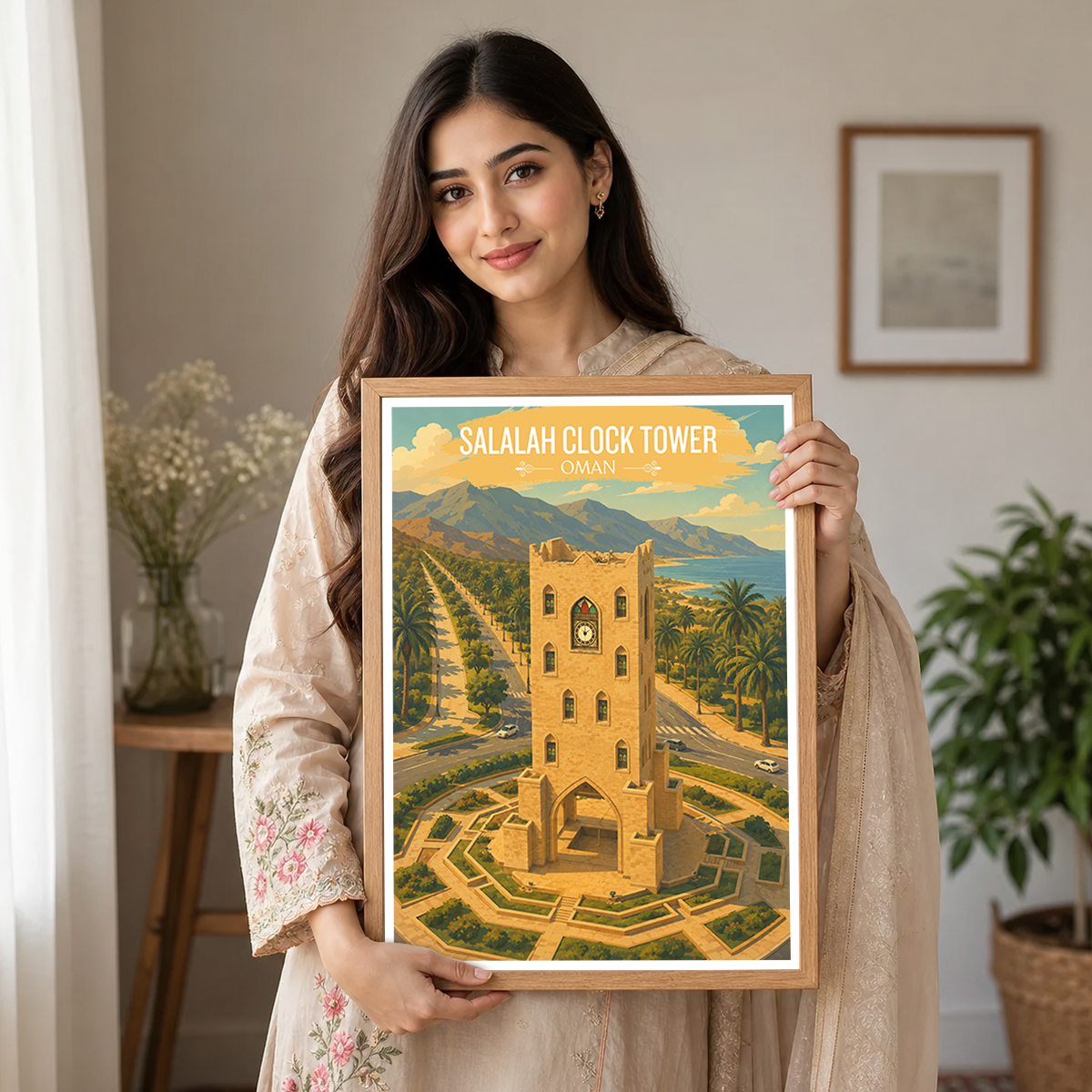 Salalah Clock Tower - Oman - Travel Art Wall Deco Poster - Art Print - Travel Art Poster