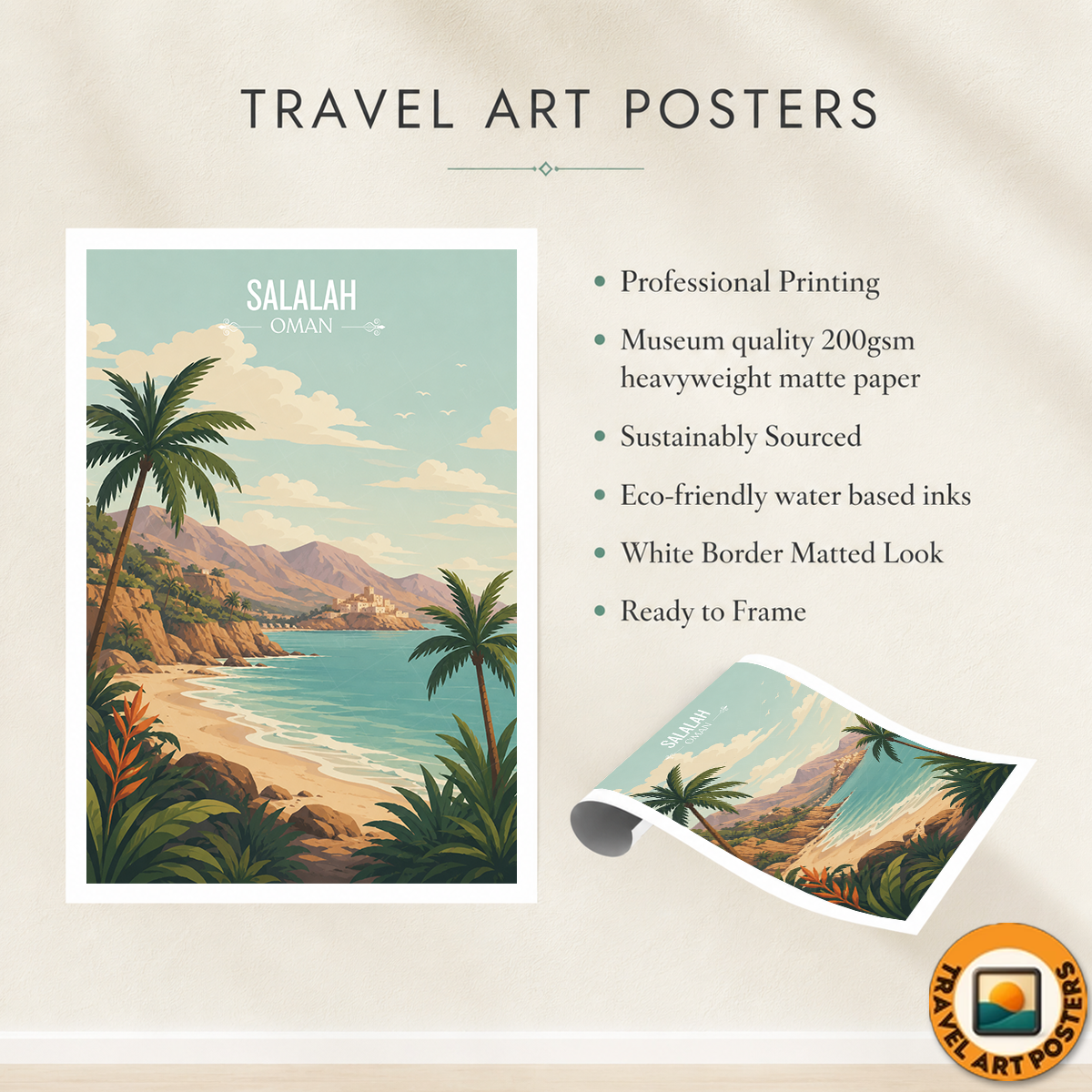 Salalah - Oman - Travel Art Wall Deco Poster - Art Print - Travel Art Poster