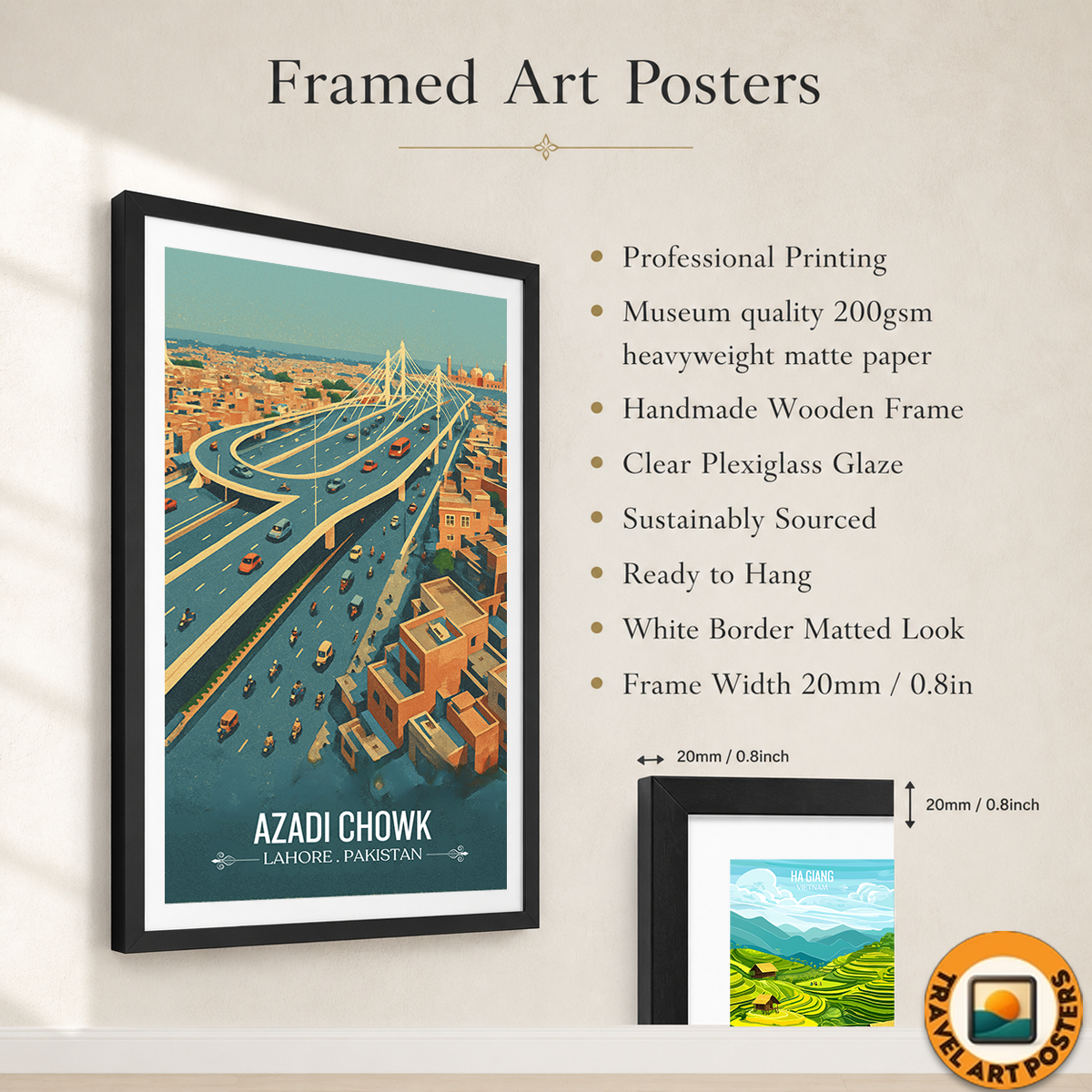 Azadi Chowk - Lahore - Travel Wall Art Print - - Travel Art Poster