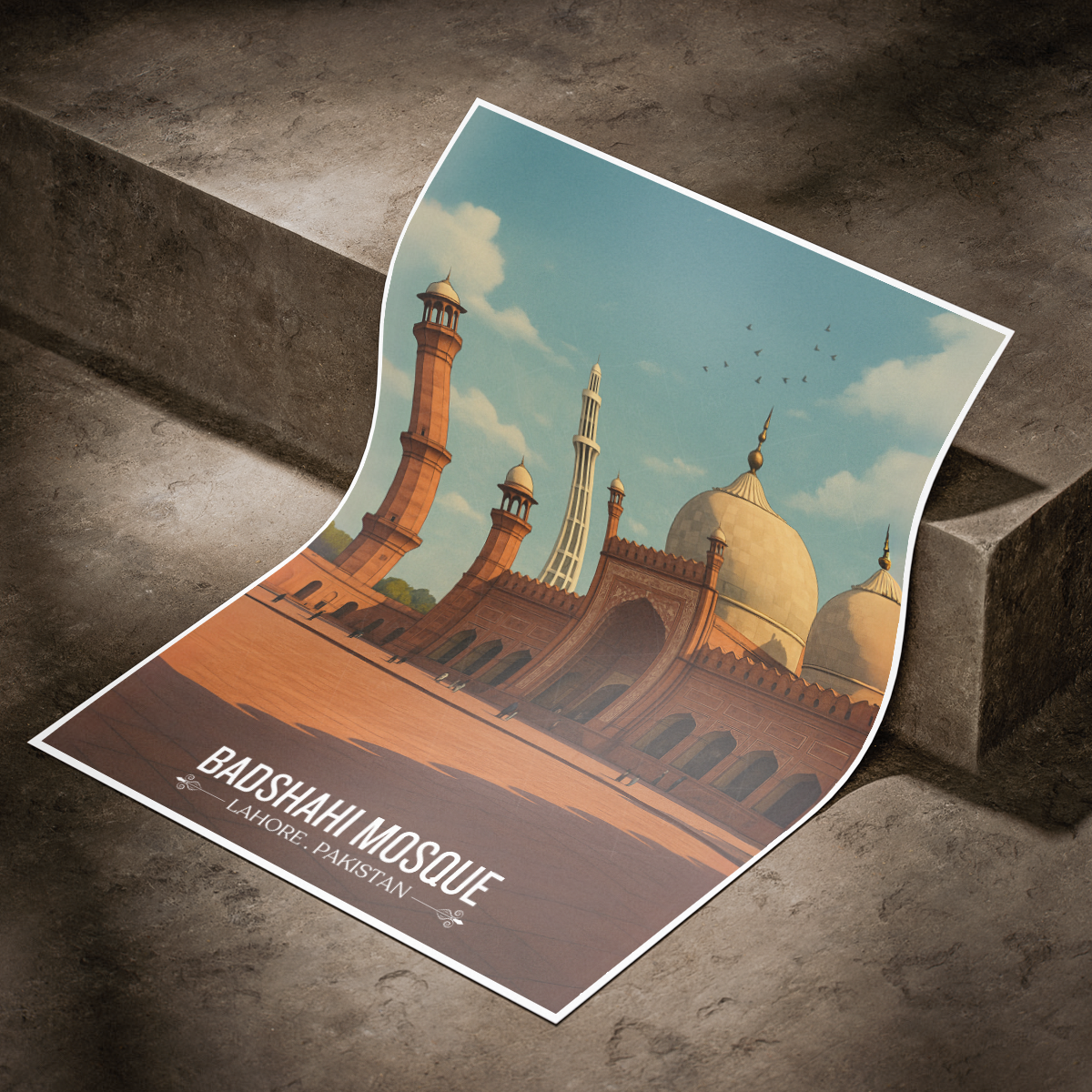 Badshahi Masjid - Lahore - Pakistan - Travel Wall Art Print - Art Print - Travel Art Poster
