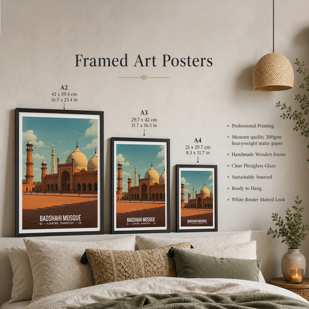 Badshahi Masjid - Lahore - Pakistan - Travel Wall Art Print - Art Print - Travel Art Poster