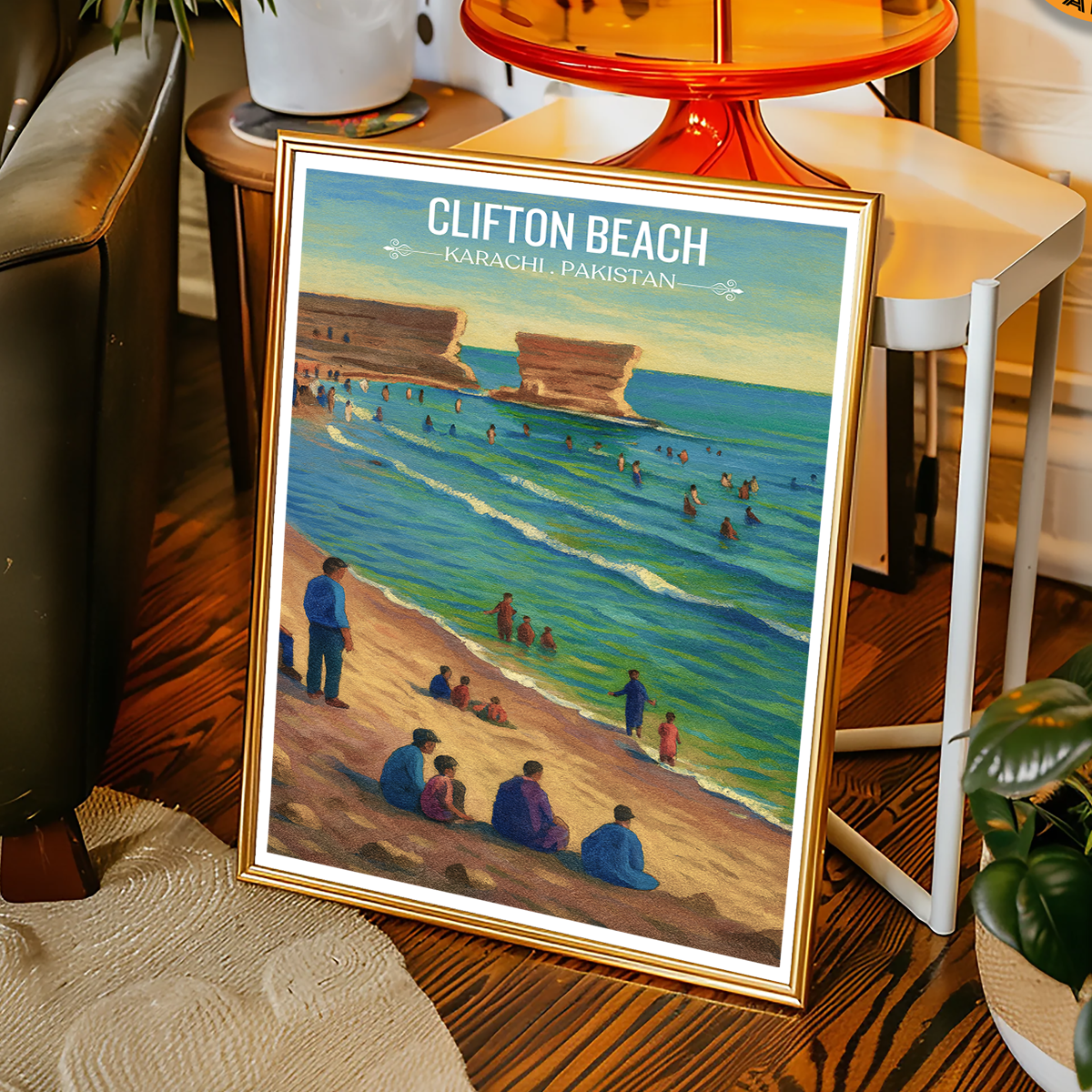 Clifton Beach - Karachi - Arabian Sea - Travel Wall Art Print - - Travel Art Poster