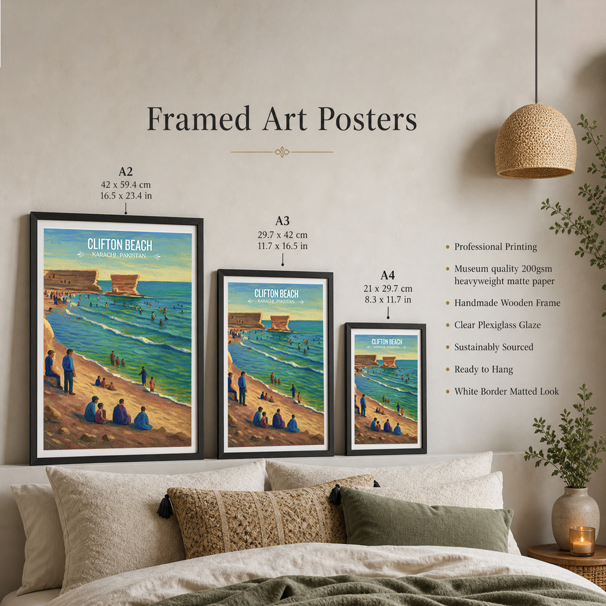 Clifton Beach - Karachi - Arabian Sea - Travel Wall Art Print - - Travel Art Poster
